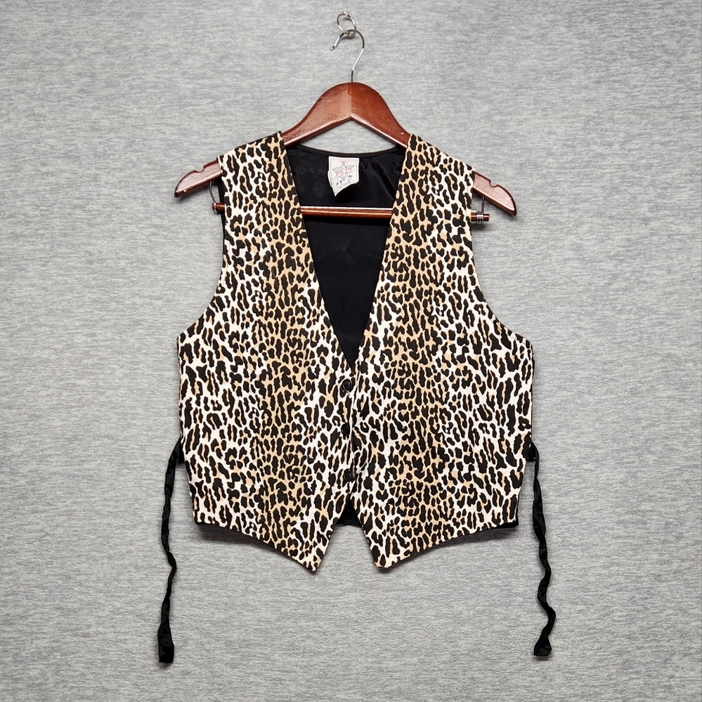 Vintage 90s cheetah Vest hipster Skater streetwear Academia Grunge Gothe Punk